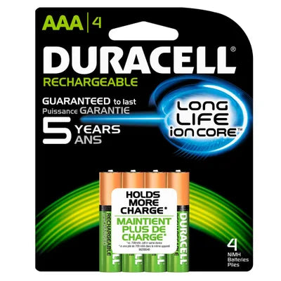 Duracell 4-Pack AAA Rechargeable Batteries 850mAH