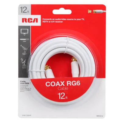 RCA Coax Male to Coax Male RG-6 Cable 12 ft. - White