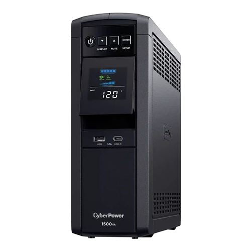 CyberPower Systems PFC Sinewave Series UPS (CP1500PFCLCD); 1500 VA, 1000 W, 120 V; 10 Outlets & 2 USB Charging Ports; Coax and Dataline protection; Automatic Voltage Regulation
