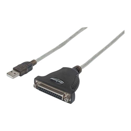 Manhattan USB 1.1 (Type-A) Male to DB-25 Parallel Female Printer Converter Cable 6 ft. - Black