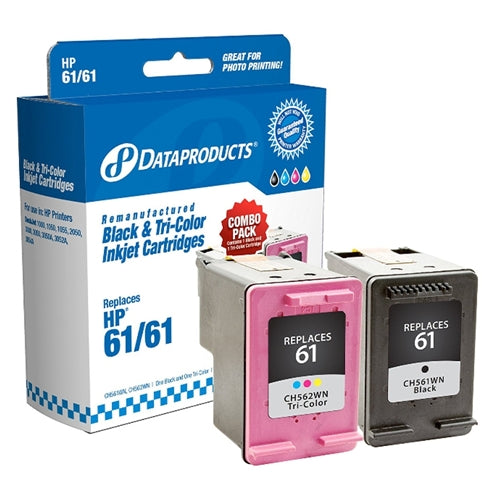 Dataproducts Remanufactured HP 61 Black / Tri-color Combo Pack; Genuine HP refilled cartridge