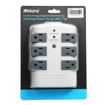 Rotating Power Surge Wall Tap 6 Outlets