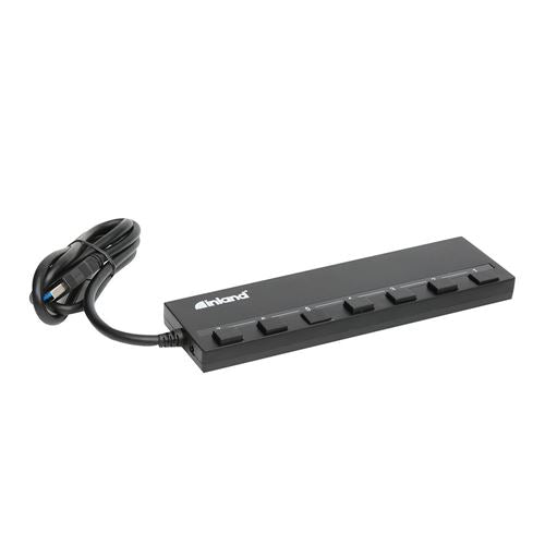 Inland 7 Port USB 3.0 Hub - Black