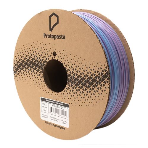 ProtoPlant 1.75mm HTPLA Nebula 3D Printer Filament Multicolor 0.50 kg (1.1 lbs.) Cardboard Spool - Cotton Candy; Low Odor, Non-Toxic, Renewably Sourced