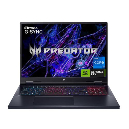 Acer Predator Helios Neo 18 PHN18-71-727B Gaming Laptop Computer - Abyssal Black; Intel Core i7 14th Gen 14700HX 1.5GHz Processor; NVIDIA GeForce RTX 4070 8GB GDDR6; 32GB DDR5-5600 RAM; 1TB Solid State Drive